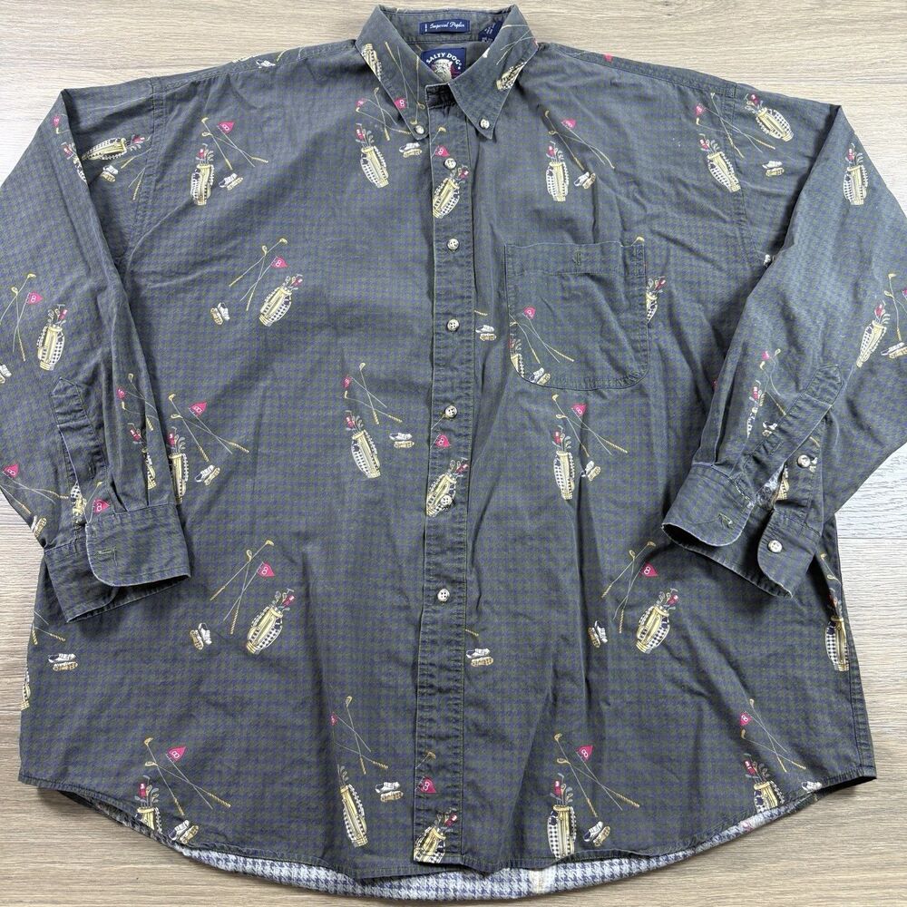 Gant Salty Dog Shirt Men XL Imperial Poplin Golf Theme Button Front Long Sleeve